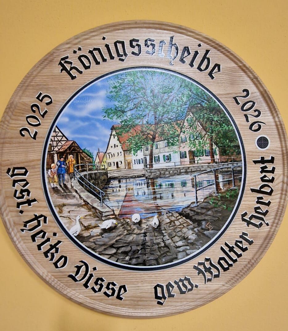 Handbemalte Schützenscheibe des Schützenkönigs