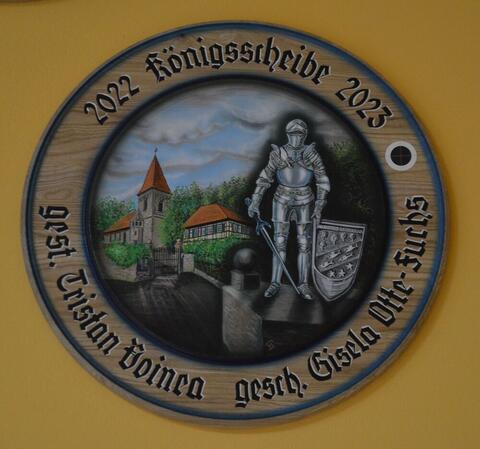 Handbemalte Schützenscheibe des Königsschießens 2023